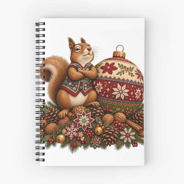 Item preview, Sassy Squirrel Guarding a Giant Christmas Ornament designed and sold by JoyfullyOffbeat.