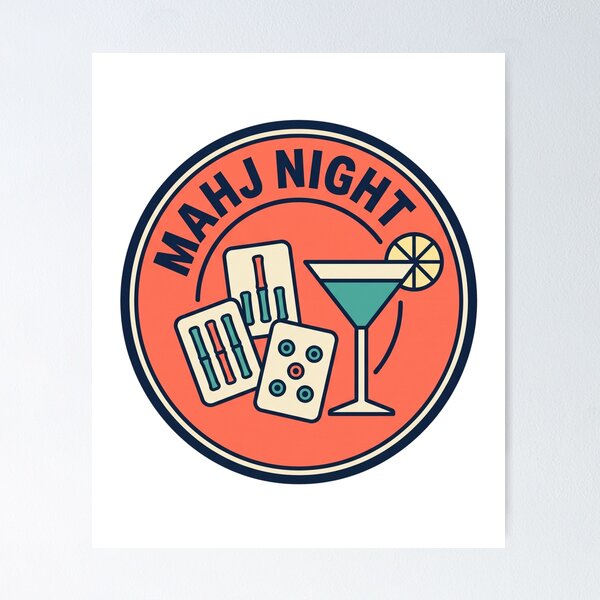 Item preview, Mahjong Night Retro Badge for the Tiles and Cocktails Crew designed and sold by DesignbyKaan.