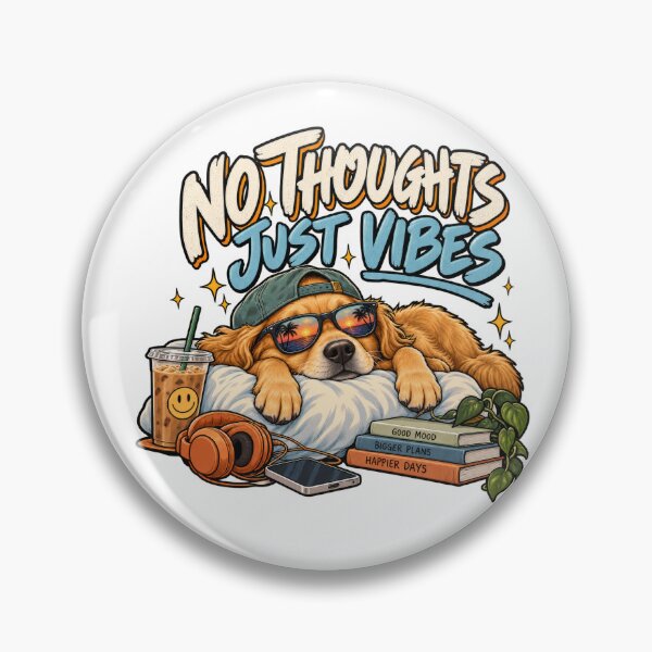 Item preview, No Thoughts Just Vibes – Funny Chill Dog Retro Graphic designed and sold by Pixdot.