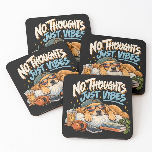 Item preview, No Thoughts Just Vibes – Funny Chill Dog Retro Graphic designed and sold by Pixdot.