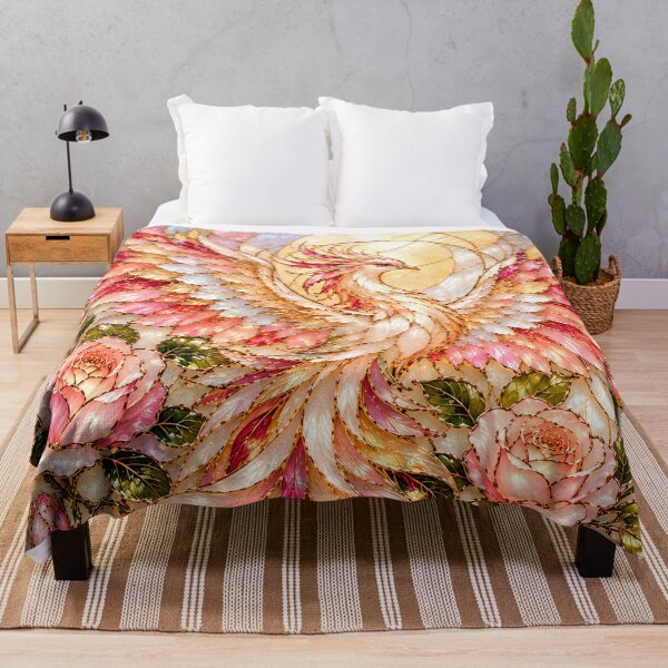 Artikelvorschau, Pink Phoenix with Roses – Stained Glass Floral Art entworfen und verkauft von ManJiangHong.