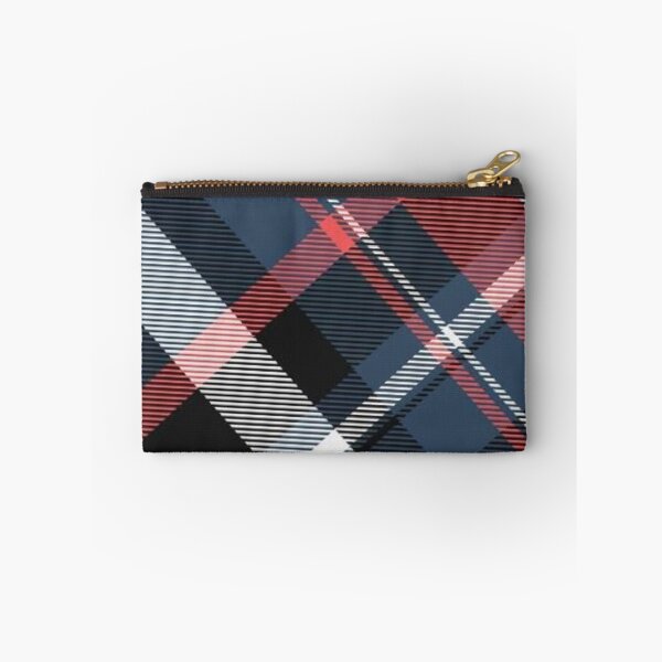 Item preview, Classic Diagonal Plaid Tartan — Navy Blue and Coral Red Checked Pattern designed and sold by LYAN-STORE.