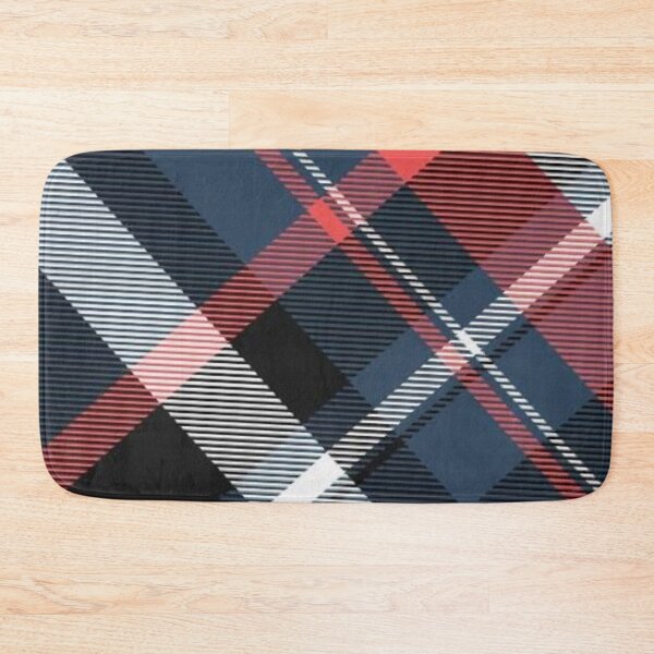 Item preview, Classic Diagonal Plaid Tartan — Navy Blue and Coral Red Checked Pattern designed and sold by LYAN-STORE.