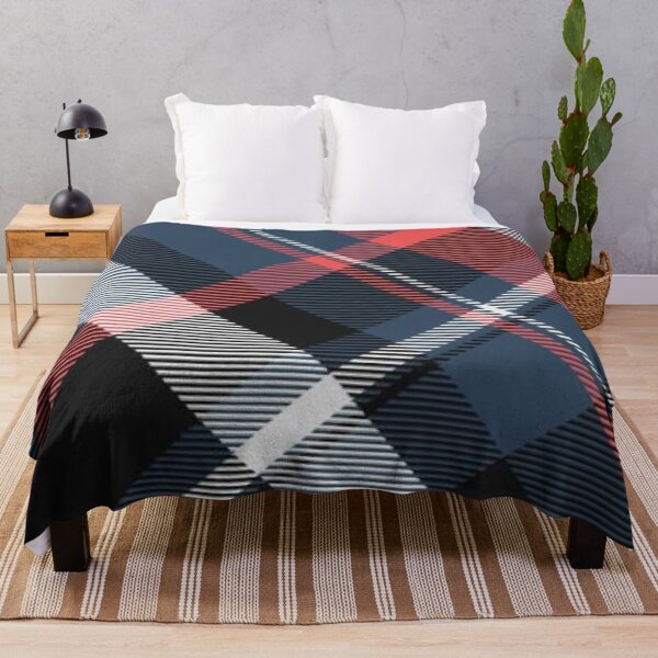 Item preview, Classic Diagonal Plaid Tartan — Navy Blue and Coral Red Checked Pattern designed and sold by LYAN-STORE.