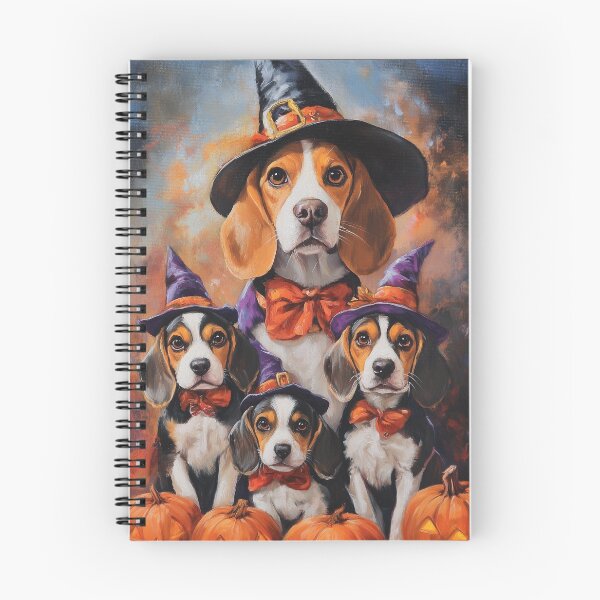 Item preview, Halloween Beagle Mother & Puppies with Pumpkins – Witch Dog Family Art designed and sold by elisarasada.