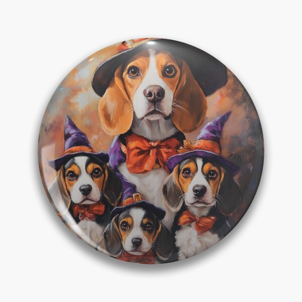 Artikelvorschau, Halloween-Beagle-Mutter mit Welpen und Kürbissen – Hexenhund-Familienkunst entworfen und verkauft von elisarasada.