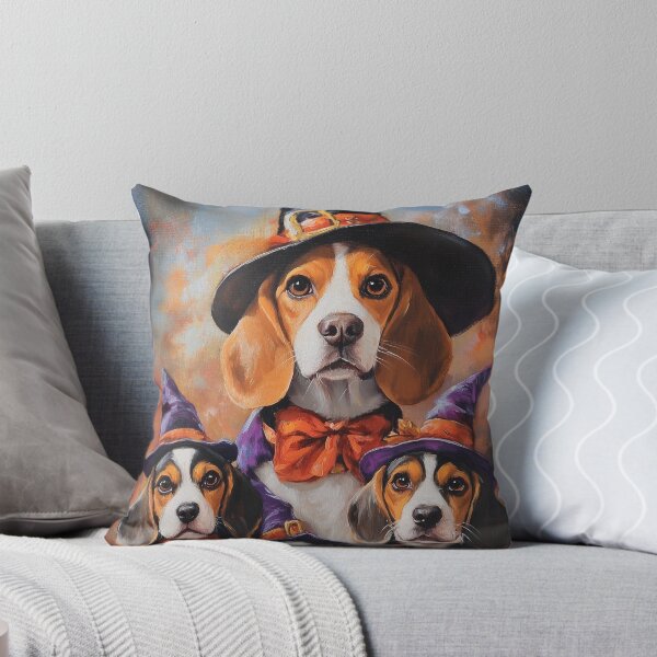 Item preview, Halloween Beagle Mother & Puppies with Pumpkins – Witch Dog Family Art designed and sold by elisarasada.
