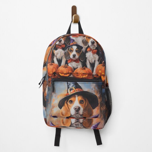 Artikelvorschau, Halloween-Beagle-Mutter mit Welpen und Kürbissen – Hexenhund-Familienkunst entworfen und verkauft von elisarasada.