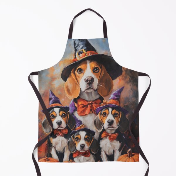 Item preview, Halloween Beagle Mother & Puppies with Pumpkins – Witch Dog Family Art designed and sold by elisarasada.