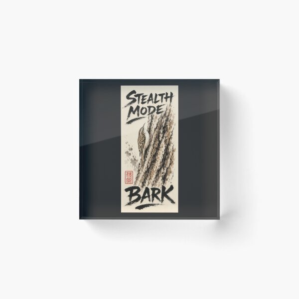 Item preview, Brown Creeper Camouflage Bark Sumi-e Ink Minimalist Bird Art designed and sold by shifumart.