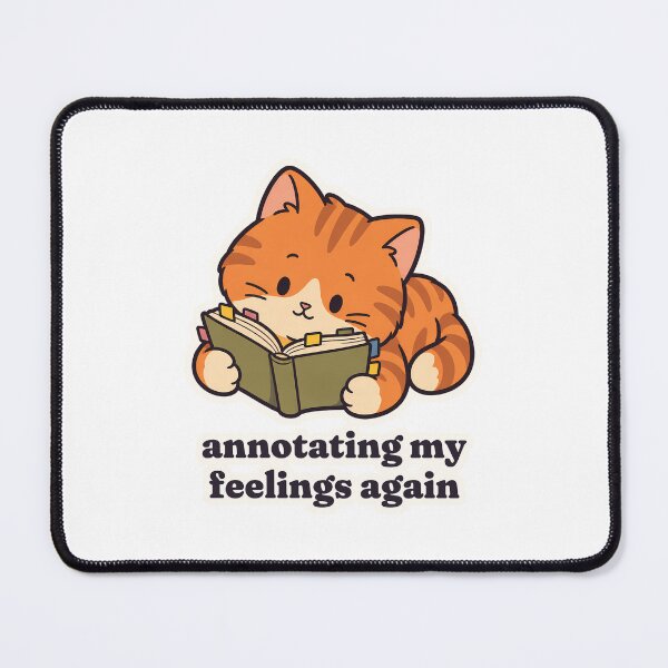 Item preview, Bookish Orange Cat Annotating My Feelings Again designed and sold by OuqCreations.