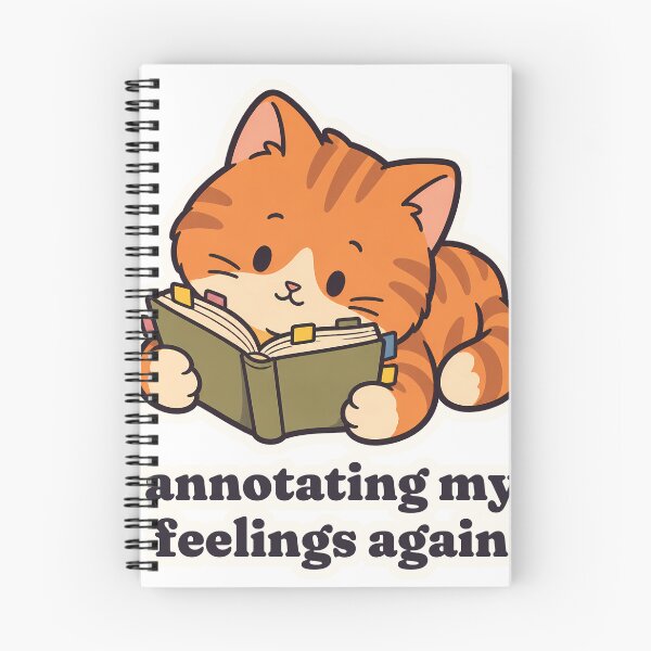Item preview, Bookish Orange Cat Annotating My Feelings Again designed and sold by OuqCreations.