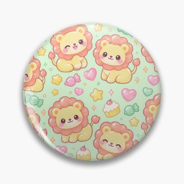 Item preview, Kawaii Gummy Lion Pastel Candy Pattern designed and sold by Soft Berry Studio.