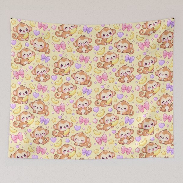 Item preview, Kawaii Gummy Monkey Pastel Candy Pattern designed and sold by Soft Berry Studio.