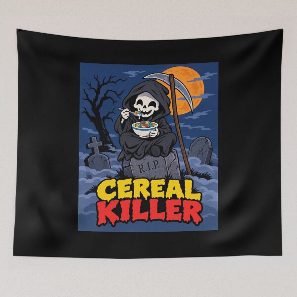 Item preview, Cereal Killer Grim Reaper Halloween Shirt designed and sold by CerealBoxInk.