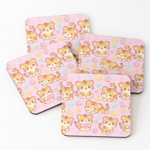 Item preview, Kawaii Gummy Tiger Pastel Candy Pattern designed and sold by Soft Berry Studio.