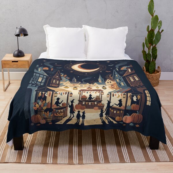 Item preview, Midnight Autumn Witch Night Market Halloween Magic Crescent Moon and Cozy Town designed and sold by Pick&Grin.
