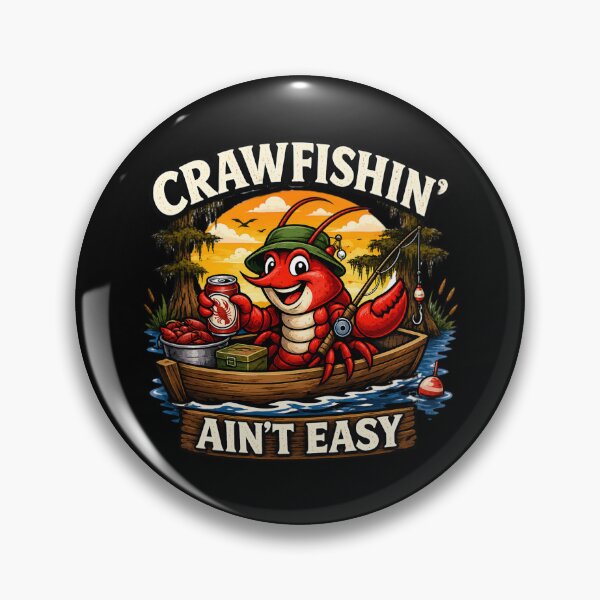 Item preview, Funny Crawfish Fishing Cartoon – Crawfishin’ Ain’t Easy designed and sold by SidTastic .