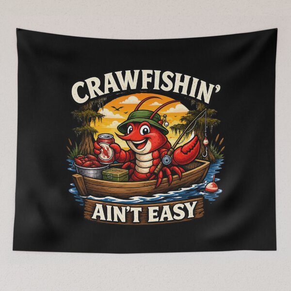 Item preview, Funny Crawfish Fishing Cartoon – Crawfishin’ Ain’t Easy designed and sold by SidTastic .