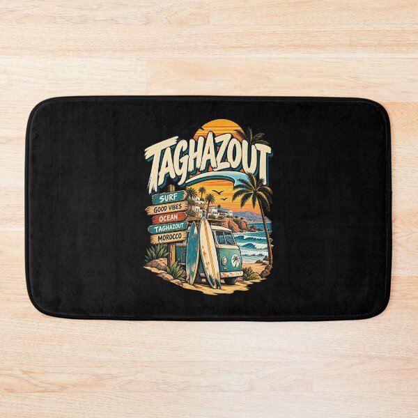 Aperçu de l'œuvre Taghazout Surf Morocco | Retro Atlantic Coast Surf Culture créée et vendue par MOTIFOLK.