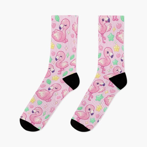 Aperçu de l'œuvre Bonbons gélifiés Kawaii Flamant rose pastel à motif flamant rose créée et vendue par Soft Berry Studio.