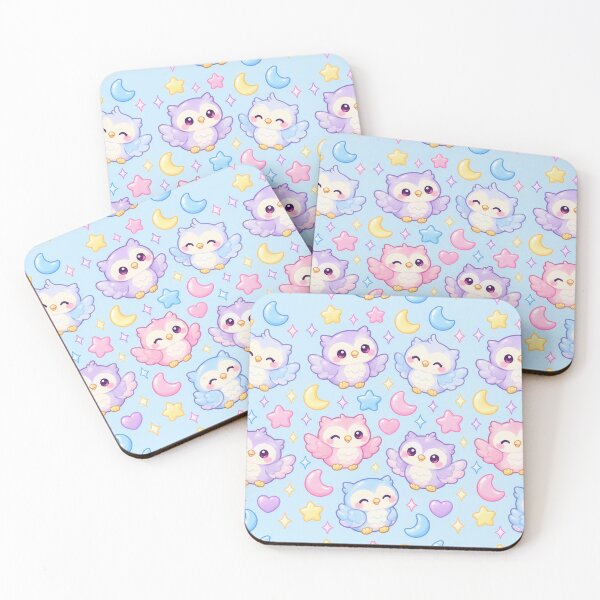 Item preview, Kawaii Gummy Owl Pastel Candy Pattern designed and sold by Soft Berry Studio.