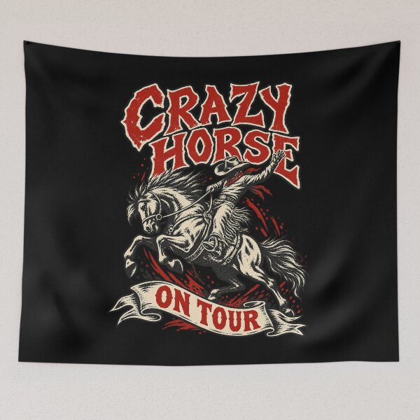 Item preview, Crazy Horse On Tour – Vintage Western Cowboy Classic Rock Art designed and sold by Jadegothgobby.