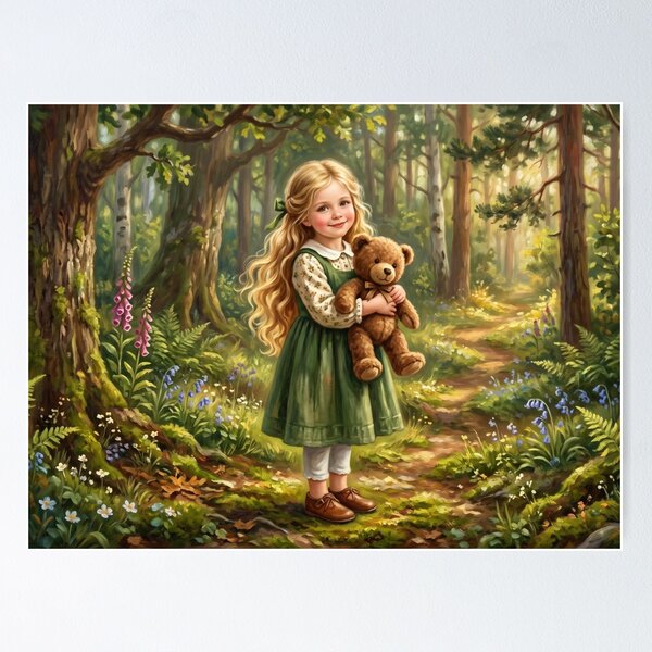 Artikelvorschau, Niedliche Illustration aus dem Märchenbuch „Goldlöckchen im Wald“ entworfen und verkauft von Englandbear.