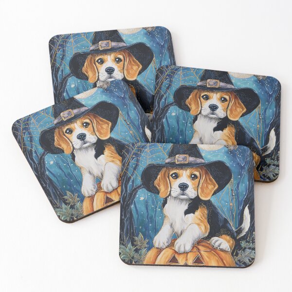 Item preview,  Halloween Beagle Puppy with Pumpkin – Witch Hat Beagle Wall Art designed and sold by elisarasada.