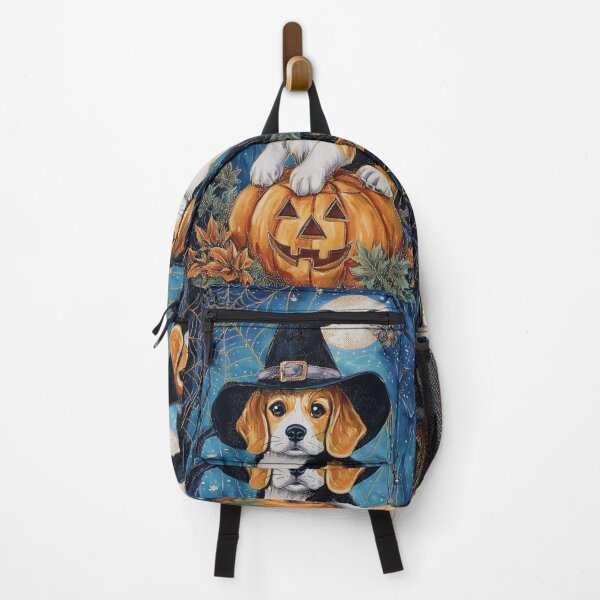Item preview, Halloween Beagle Puppy with Pumpkin – Witch Hat Beagle Wall Art designed and sold by elisarasada.