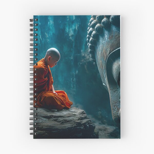 Item preview, Serene Monk Meditating Beside Giant Buddha Face designed and sold by Artessie.