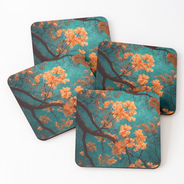 Item preview, Vibrant Orange Blossom Canopy — Teal Sky Botanical Nature Photography designed and sold by LYAN-STORE.