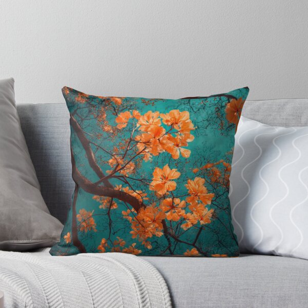 Item preview, Vibrant Orange Blossom Canopy — Teal Sky Botanical Nature Photography designed and sold by LYAN-STORE.