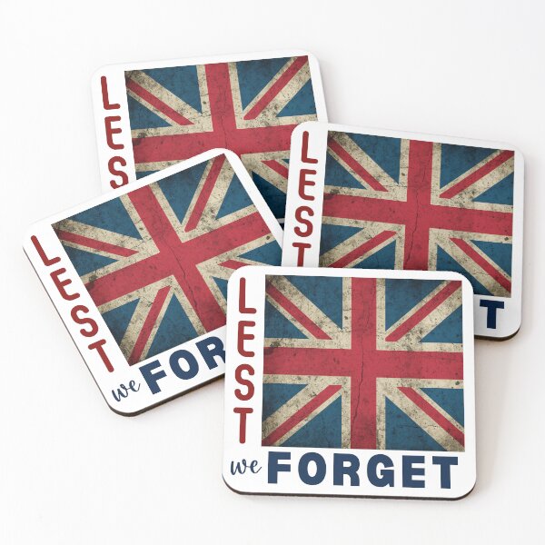 Item preview, Union Jack Flag with "Lest We Forget" phrase designed and sold by AndysTeeShop.