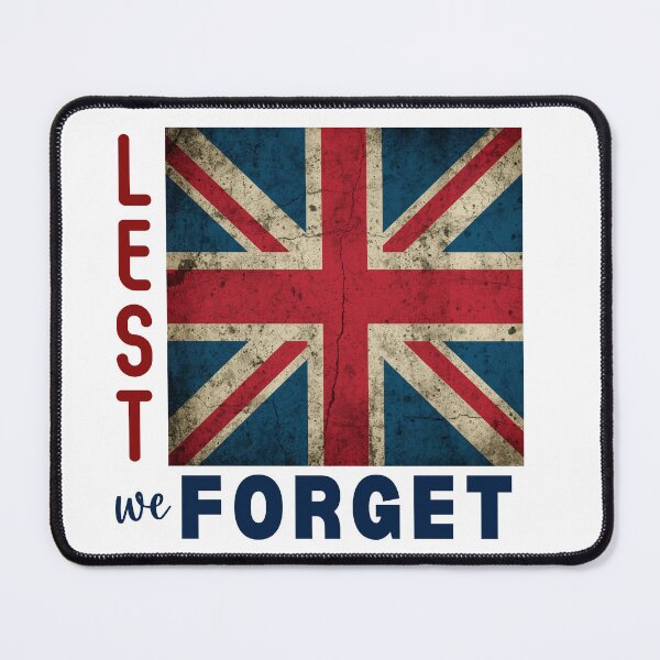 Item preview, Union Jack Flag with "Lest We Forget" phrase designed and sold by AndysTeeShop.