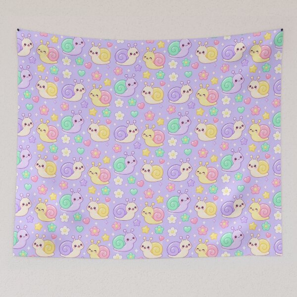Item preview, Kawaii Gummy Snail Pastel Candy Pattern designed and sold by Soft Berry Studio.
