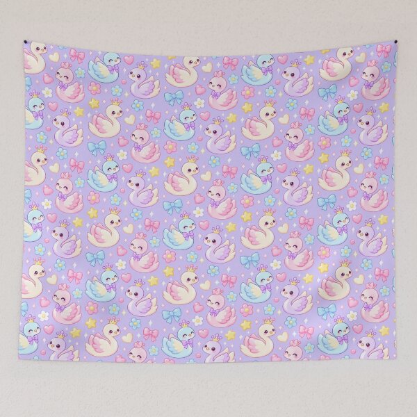 Item preview, Kawaii Gummy Swan Pastel Candy Pattern designed and sold by Soft Berry Studio.