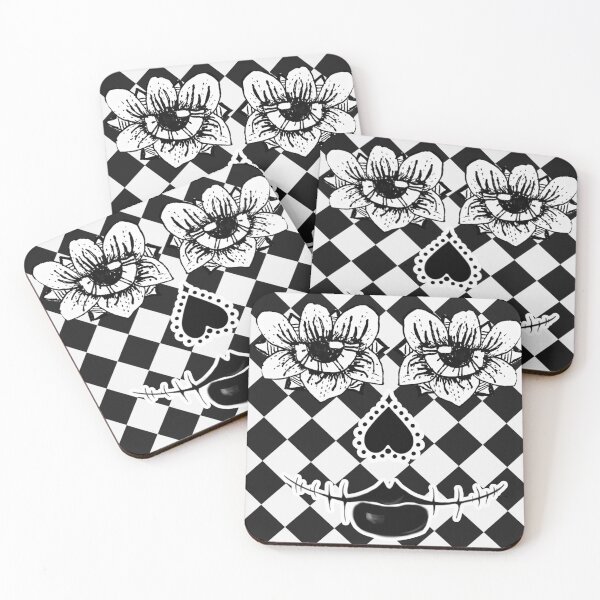 Item preview, Checkered Flower Face | Black and White Surreal Art designed and sold by Lunar-Lisa.
