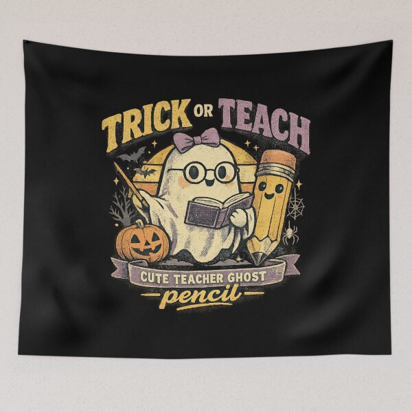 Item preview, Trick Or Teach Charming Teacher Ghost Book Pencil School designed and sold by adiencarteras.