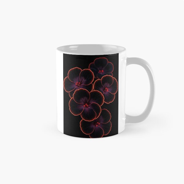 Item preview, Glowing Neon Hibiscus Flowers — Dark Aesthetic Red Outline Floral Art designed and sold by LYAN-STORE.