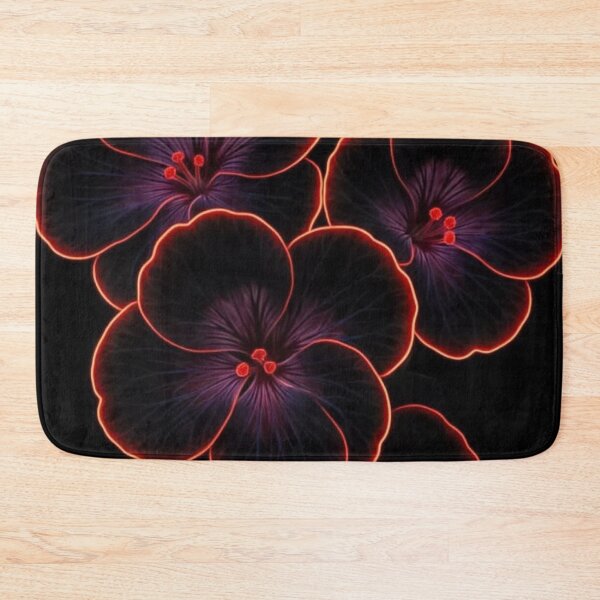 Item preview, Glowing Neon Hibiscus Flowers — Dark Aesthetic Red Outline Floral Art designed and sold by LYAN-STORE.