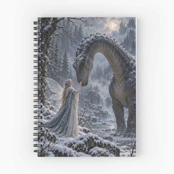 Item preview, Winter Fairy and Dinosaur Fantasy Art designed and sold by Meandmyshop.