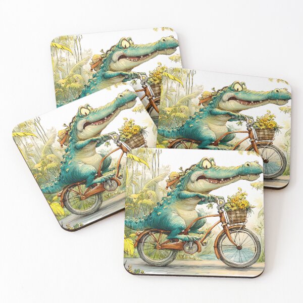 Item preview, Playful Alligator Riding a Bicycle in Nature designed and sold by Artessie.