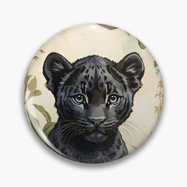 Item preview, Adorable Baby Black Panther  Botanical Art Nouveau Watercolor designed and sold by Lady-K-.
