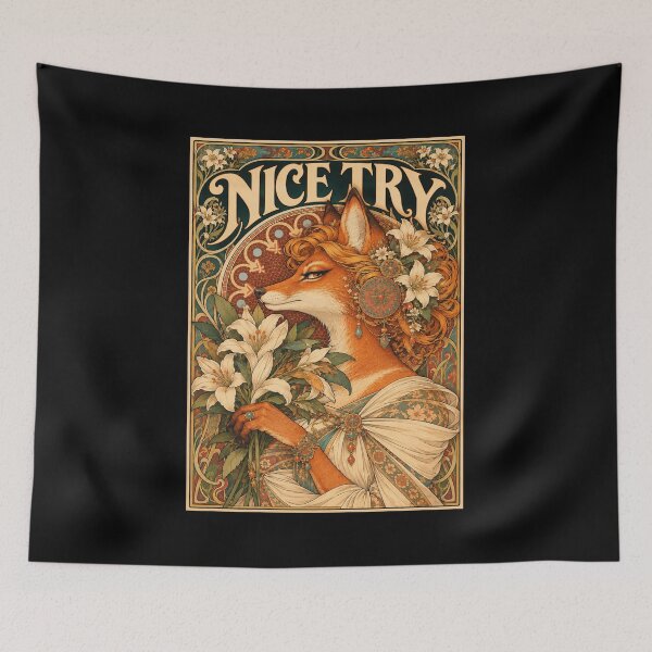 Item preview, Nice Try Judgmental Fox Art Nouveau Vintage Poster designed and sold by ValentinaHramov.