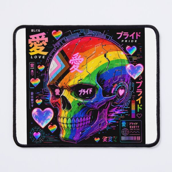 Item preview, Anime Pride Skull, Neon Cyberpunk LGBTQ Rainbow Skull Art designed and sold by Terra Nova Collective.