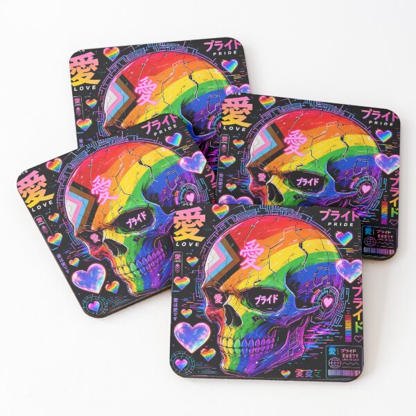 Item preview, Anime Pride Skull, Neon Cyberpunk LGBTQ Rainbow Skull Art designed and sold by Terra Nova Collective.