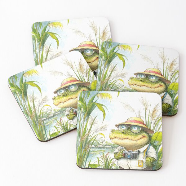 Item preview, Cheerful Crocodile Photographer in Nature Setting designed and sold by Artessie.