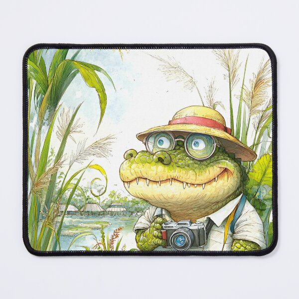 Item preview, Cheerful Crocodile Photographer in Nature Setting designed and sold by Artessie.