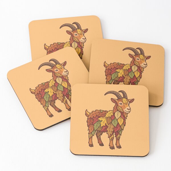 Item preview, Goat in fall outfit - Autumn vibes, seasonal leaves - Autumn design animals designed and sold by ParadoxParadox.
